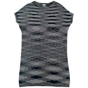 M Missoni Black White Knit Shift Dress Textured Zigzag Italian Designer Mini - 6